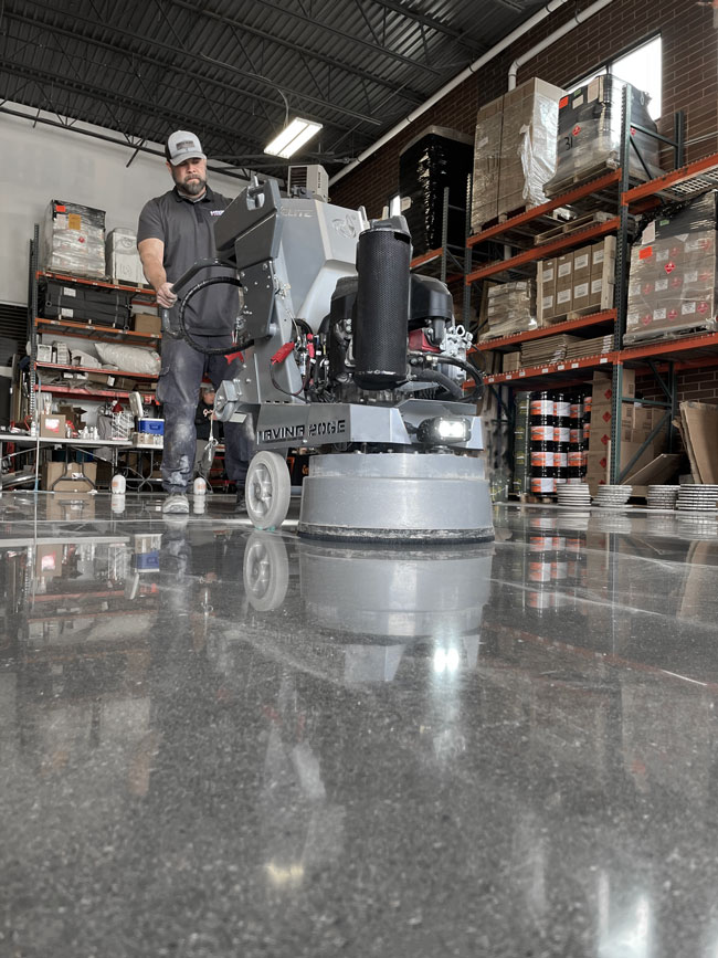 polished concrete with Lavina 20GE propane grinder